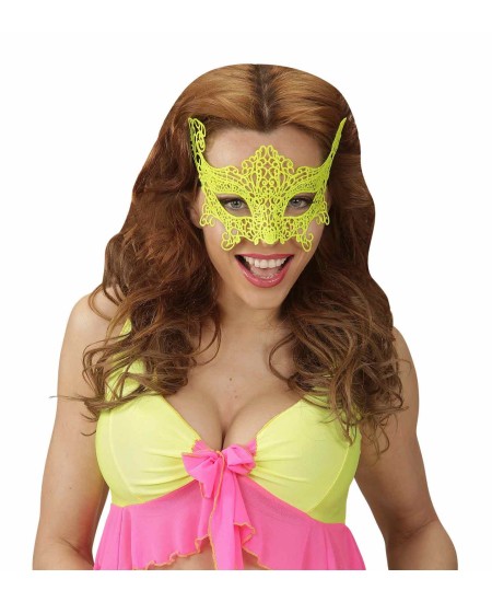 ANTIFAZ DE ENCAJE AMARILLO FLUOR