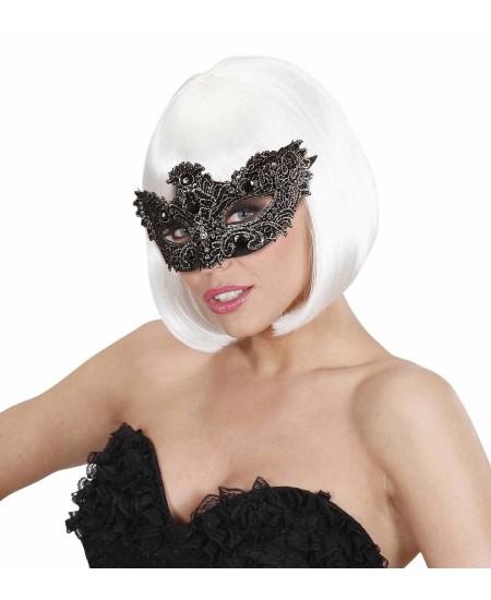 ANTIFAZ DE ENCAJE PLATEADO CON GEMAS