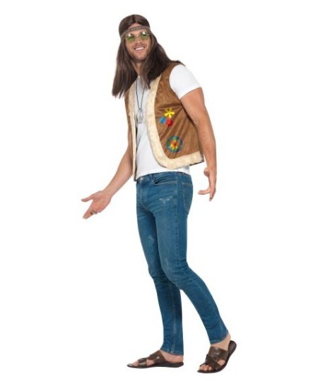 CHALECO DE HIPPIE MARRON DECORADO