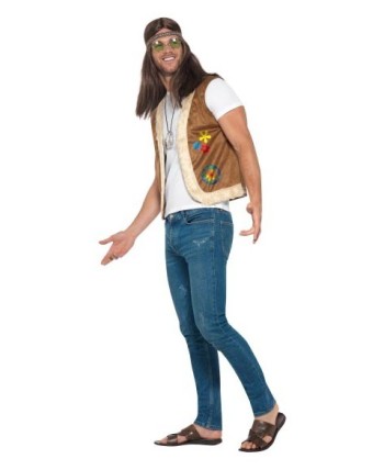 CHALECO DE HIPPIE MARRON DECORADO CHALECO DE HIPPIE MARRON DECORADO
