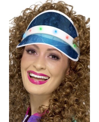 VISERA PARASOL AZUL LUCES LED AÑOS 80 CON GOMA