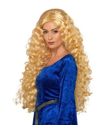 PELUCA RUBIA RIZADA SIN FLEQUILLO LARGA