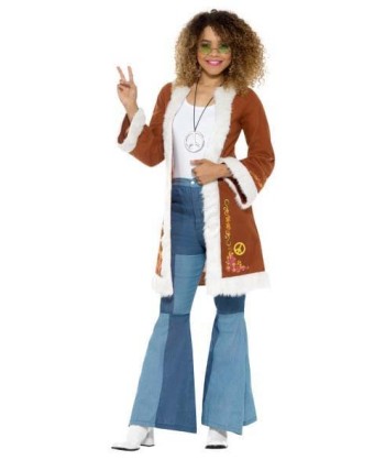 CASACA HIPPIE FLOWER POWER MARRON PARA MUJER