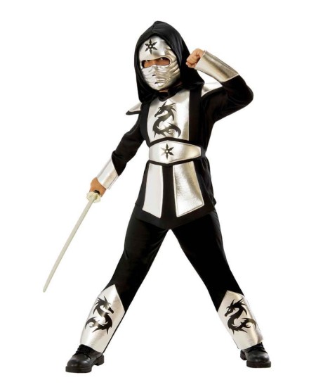 DISFRAZ DE NINJA DRAGON PLATEADO PARA NIÑO