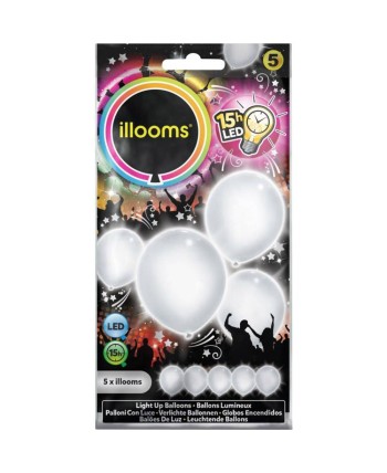 BOLSA 5 GLOBOS CON LUZ BLANCOS