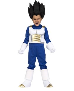 DISFRAZ DE VEGETA CON PELUCA MORENA PARA NIÑO