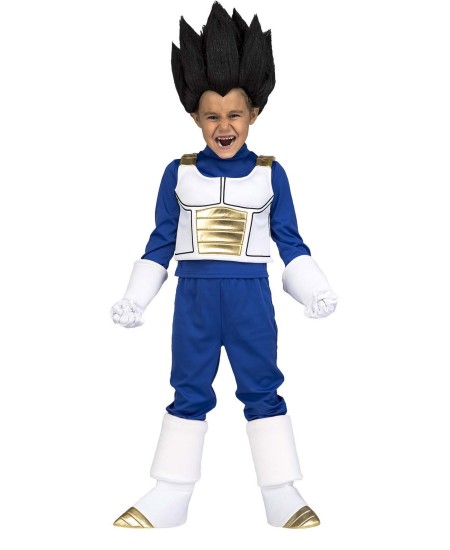 DISFRAZ DE VEGETA CON PELUCA MORENA PARA NIÑO