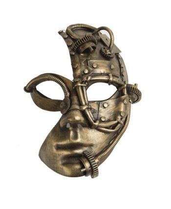 MEDIA CARETA STEAMPUNK DORADA