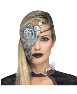 MEDIA CARETA STEAMPUNK ENGRANAJES DE COLORES