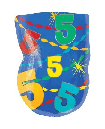 GLOBO DE HELIO NÚMERO 5 PUNTOS MULTI COLOR