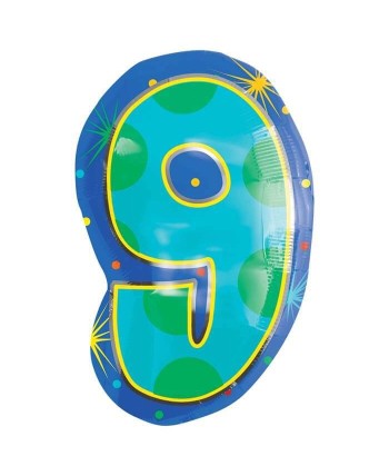 GLOBO DE HELIO NÚMERO 9 PUNTOS MULTI COLOR