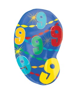 GLOBO DE HELIO NÚMERO 9 PUNTOS MULTI COLOR 2