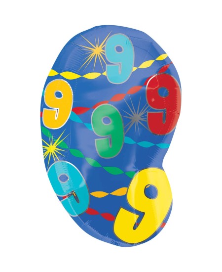 GLOBO DE HELIO NÚMERO 9 PUNTOS MULTI COLOR