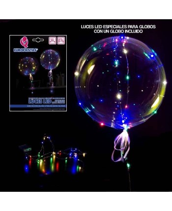 GLOBO BURBUJA TRANSPARENTE CON LUCES LED COLORES