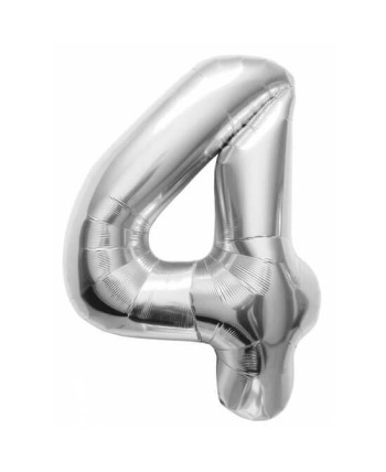 GLOBO DE HELIO NUMERO 4 PLATEADO MEDIANO