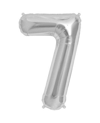 GLOBO DE HELIO NUMERO 7 PLATEADO MEDIANO