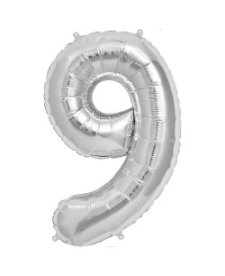 GLOBO DE HELIO NUMERO 9 PLATEADO MEDIANO