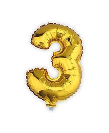 GLOBO DE HELIO NUMERO 3 ORO