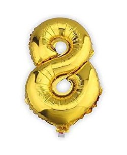 GLOBO DE HELIO NUMERO 8 ORO