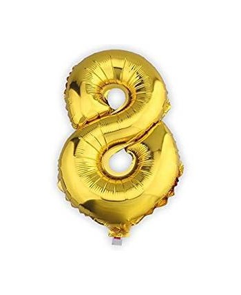 GLOBO DE HELIO NUMERO 8 ORO