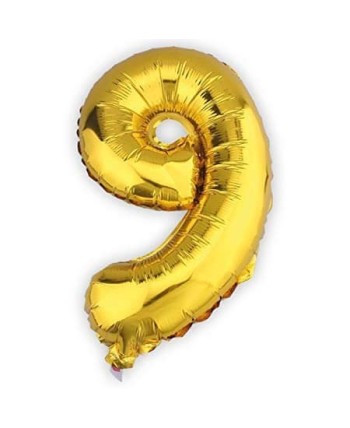 GLOBO DE HELIO NUMERO 9 ORO