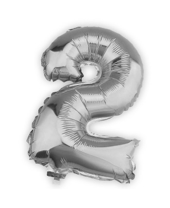 GLOBO DE HELIO NUMERO 2 PLATA