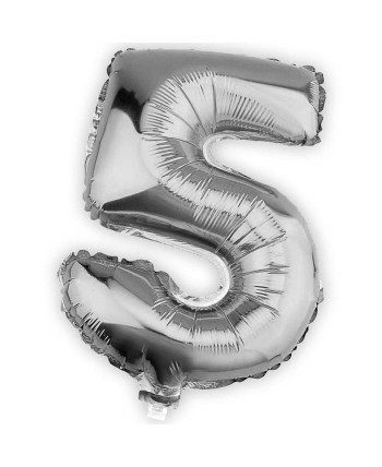 GLOBO DE HELIO NUMERO 5 PLATA