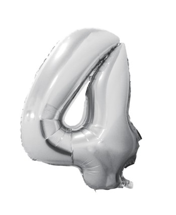 GLOBO DE HELIO NUMERO 4 PLATA