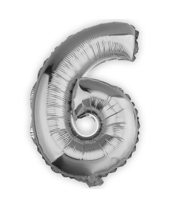 GLOBO DE HELIO NUMERO 6 PLATA