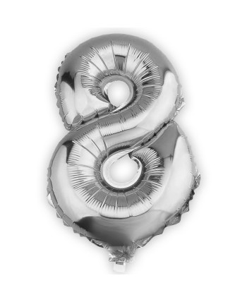 GLOBO DE HELIO NUMERO 8 PLATA