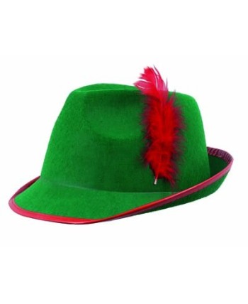 SOMBRERO TIROLES VERDE CON RIBETE ROJO