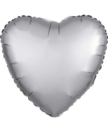 GLOBO DE HELIO CORAZON PLATEADO SATIN