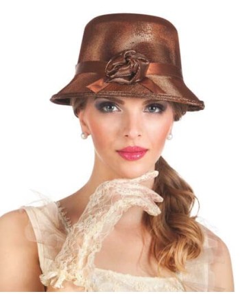 SOMBRERO CHARLESTON MARRON CON FLOR