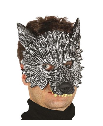 CARETA ANTIFAZ LOBO GRIS FOAM CON GOMA