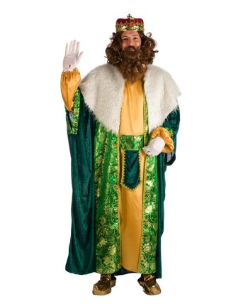 DISFRAZ DE REY GASPAR VERDE Y DORADO PARA HOMBRE