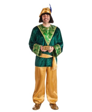 DISFRAZ DE PAJE GASPAR VERDE Y DORADO