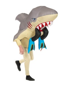 DISFRAZ DE TIBURON COMIENDO A BAÃ‘ISTA HINCHABLE PARA ADULTO