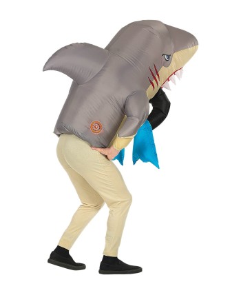 DISFRAZ DE TIBURON COMIENDO A BAÃ‘ISTA HINCHABLE PARA ADULTO