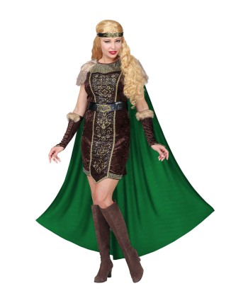 DISFRAZ DE VIKINGA DELUXE CAPA VERDE PARA MUJER