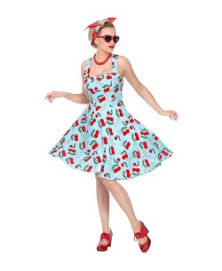 DISFRAZ DE PIN UP CEREZAS AZUL