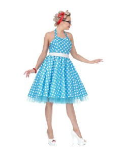 DISFRAZ DE AÑOS 50 TOPOS AZUL PARA MUJER 2