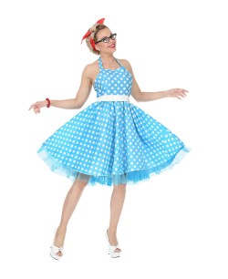 DISFRAZ DE AÑOS 50 TOPOS AZUL PARA MUJER