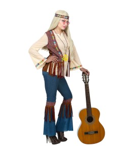 DISFRAZ DE HIPPIE MUJER CHALECO MARRON 2
