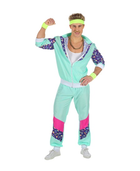 DISFRAZ DE AÑOS 80 HOMBRE CHANDAL AGUAMARINA PARA HOMBRE