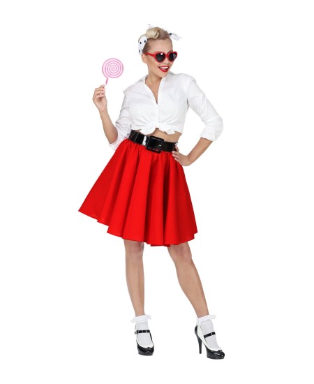 FALDA ROJA AÑOS 50 ROCK AND ROLL PARA MUJER