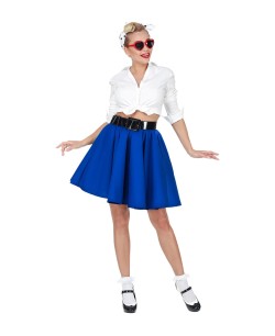FALDA AZUL AÑOS 50 ROCK AND ROLL PARA MUJER