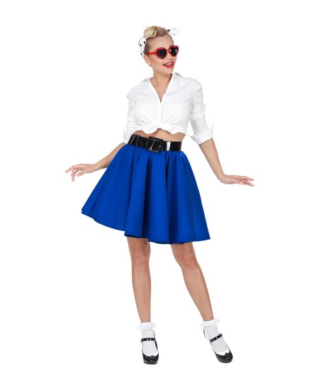 FALDA AZUL AÑOS 50 ROCK AND ROLL PARA MUJER