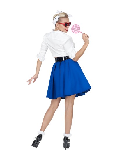 FALDA AZUL AÑOS 50 ROCK AND ROLL PARA MUJER