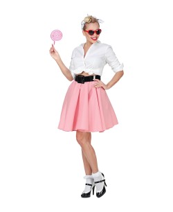 FALDA ROSA AÑOS 50 ROCK AND ROLL PARA MUJER