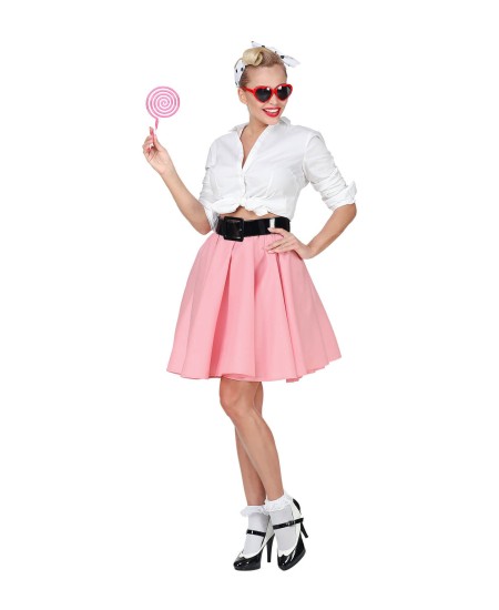 FALDA ROSA AÑOS 50 ROCK AND ROLL PARA MUJER